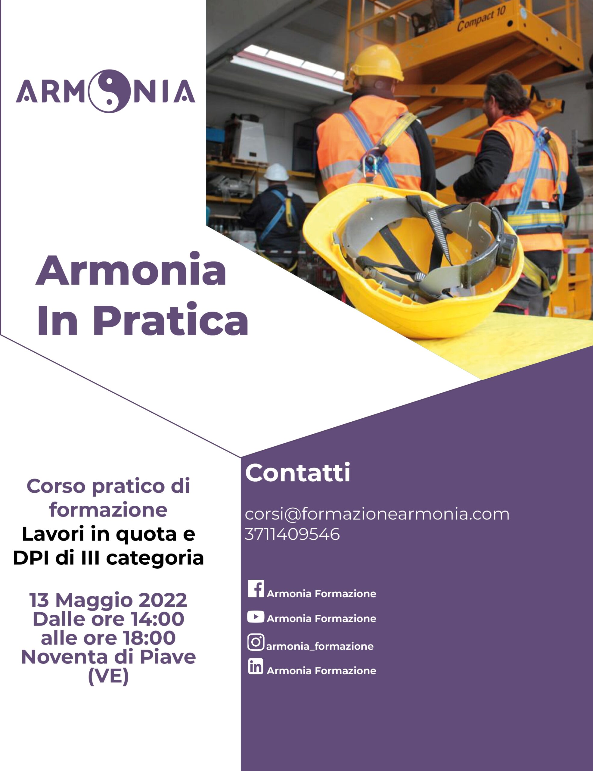 volantino formazione armonia DPI e lavori in quota